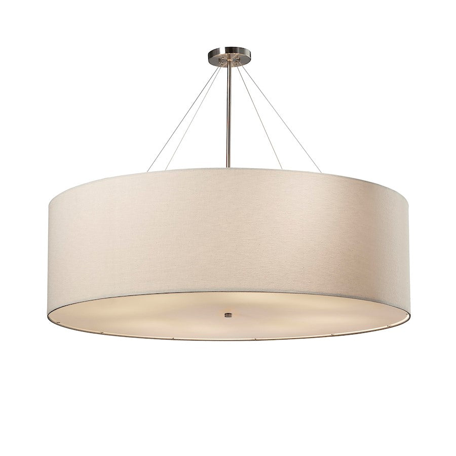 Justice Design Classic 60" Drum Pendant, White Linen/Nickel - FAB-9599-WHTE-NCKL