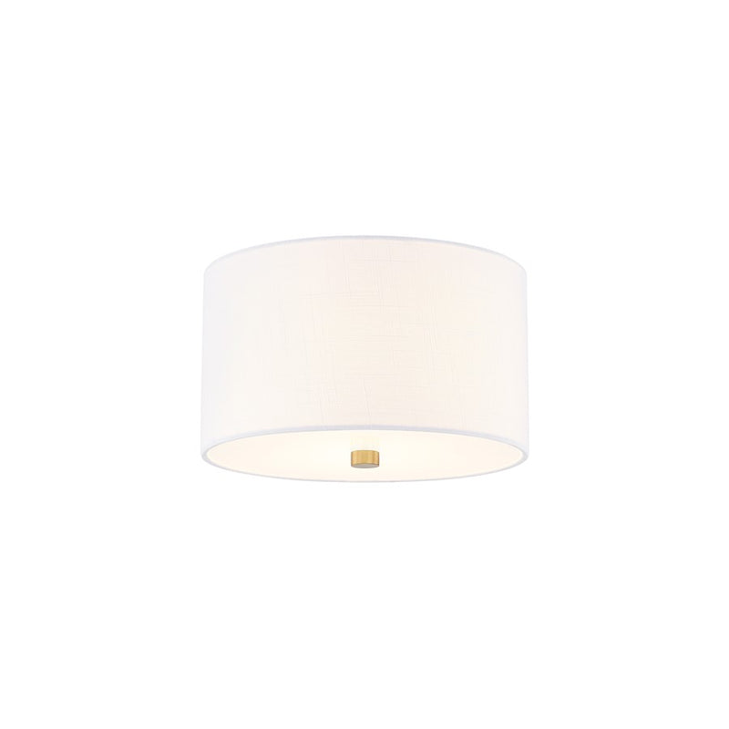 Justice Textile Classic 2Lt Drum Flush-Mount, Brass/White - FAB-9730-WHTE-BRSS