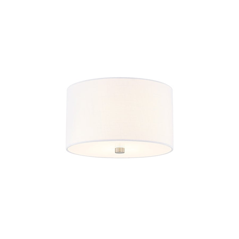 Justice Textile Classic 2Lt Drum Flush-Mount, Nickel/White - FAB-9730-WHTE-NCKL