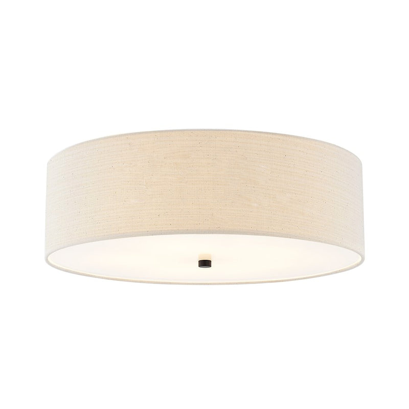 Justice Textile Classic 5Lt Drum Flush-Mount, Black/Cream - FAB-9732-CREM-MBLK