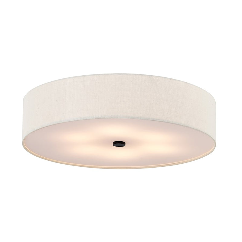 Justice Textile Classic 6Lt Drum Flush-Mount, Black/Cream - FAB-9733-CREM-MBLK