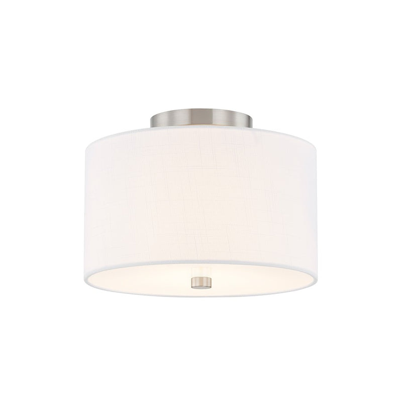 Justice Textile Classic 2Lt Drum Semi-Flush, Nickel/White - FAB-9760-WHTE-NCKL