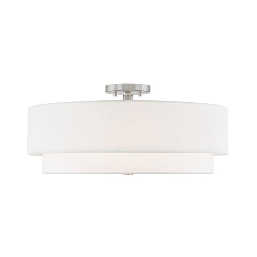 Justice Textile Classic 5Lt 22" Drum Semi-Flush, Nickel/White