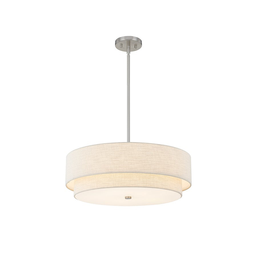 Justice Textile Classic 5Lt Drum Pendant, Nickel/Cream - FAB-9776-CREM-NCKL