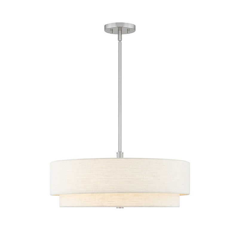Justice Textile Classic 5Lt Drum Pendant, Nickel/Cream