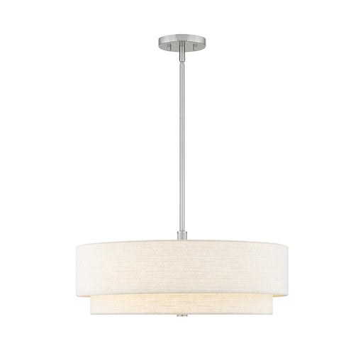 Justice Textile Classic 5Lt Drum Pendant, Nickel/Cream