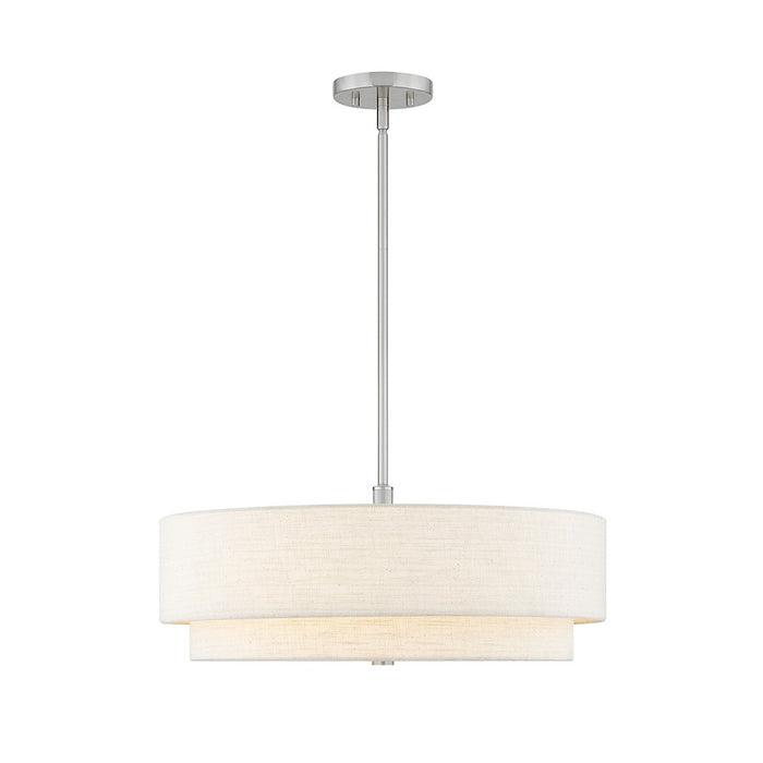 Justice Textile Classic 5Lt Drum Pendant, Nickel/Cream