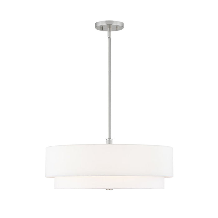 Justice Textile Classic 5Lt Drum Pendant, Nickel/White