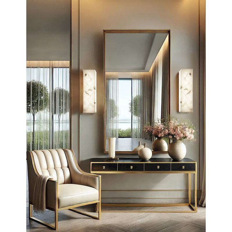 Justice Evolv LumenAria Medley 17" LED ADA Sconce, Brass/Alabaster