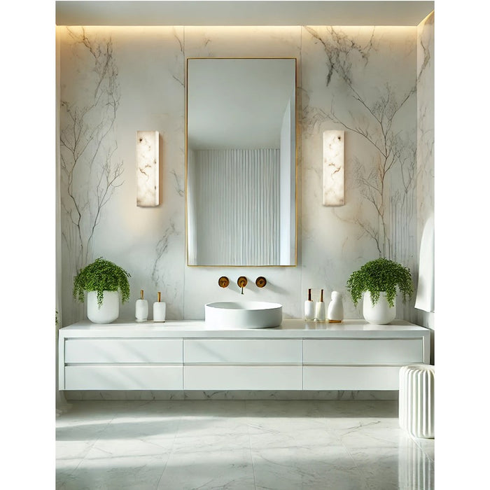 Justice Evolv LumenAria Medley 17" LED ADA Sconce, Brass/Alabaster