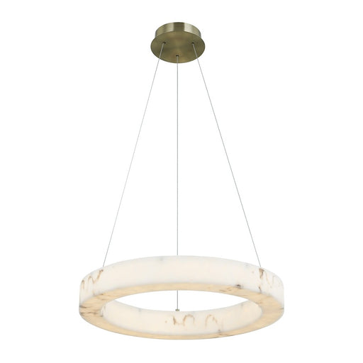 Justice LumenAria Medley LED 24" Ring Pendant, BR/Faux Alabaster - FAL-8222-BRSS