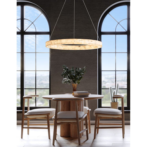 Justice LumenAria Medley LED 24" Ring Pendant, Brushed Brass/Faux Alabaster