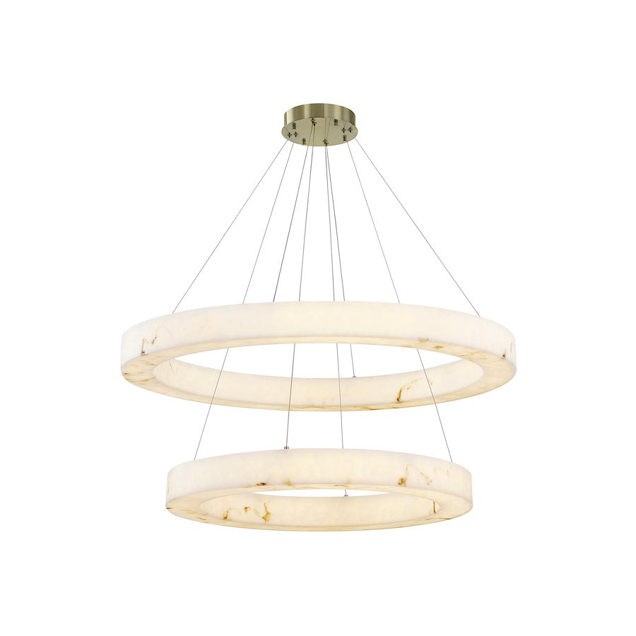 Justice Evolv LumenAria Medley 42" LED 2-T Ring Pendant, BS/AB - FAL-8228-BRSS