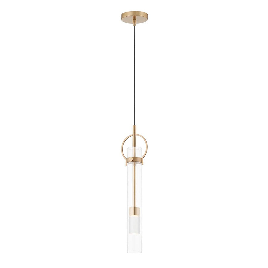 Justice Design Chloe LED Tall Pendant, Clear/Brushed Brass - FSN-4121-CLER-BRSS