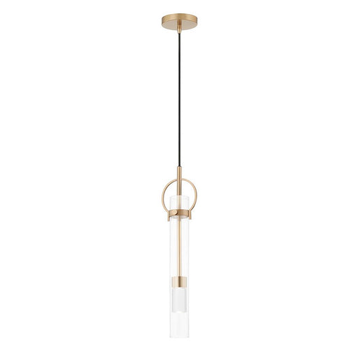 Justice Design Chloe LED Tall Pendant, Clear/Brushed Brass