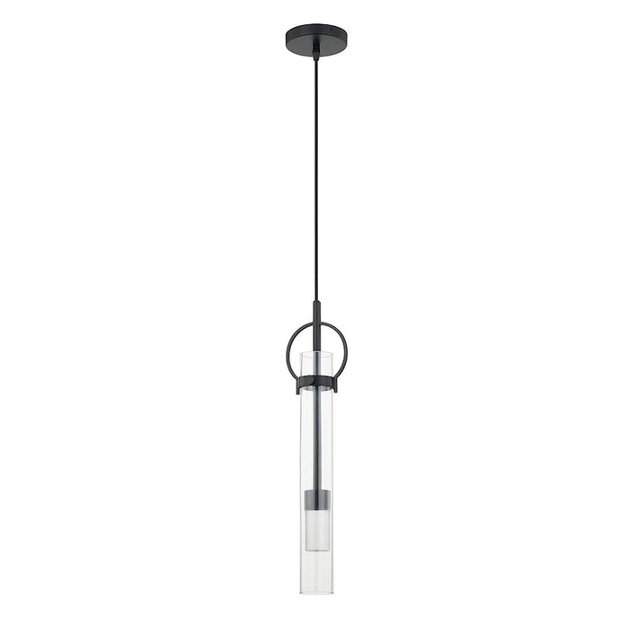 Justice Design Chloe LED Tall Pendant, Clear/Matte Black