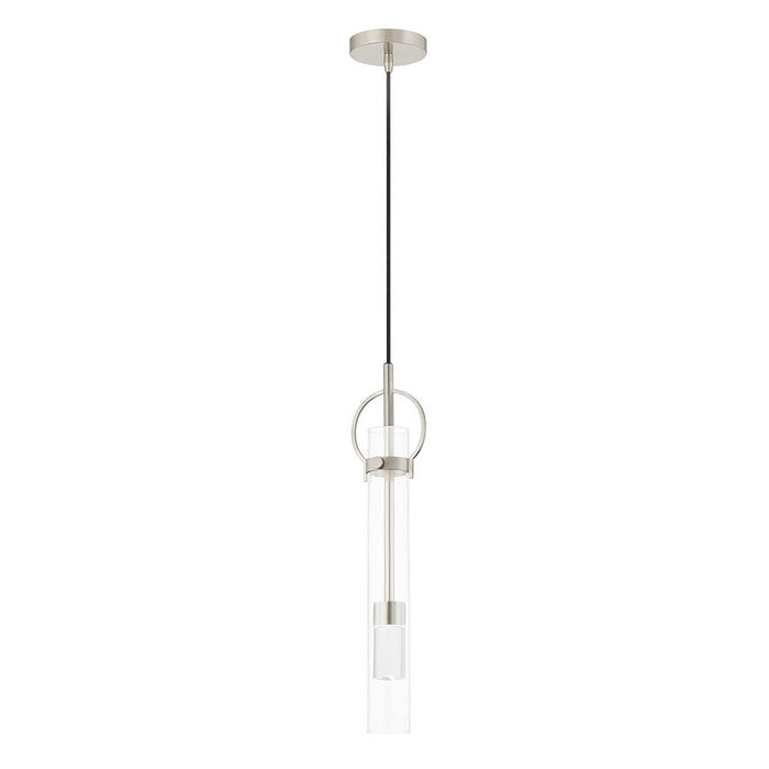 Justice Design Chloe LED Tall Pendant, Clear/Brushed Nickel