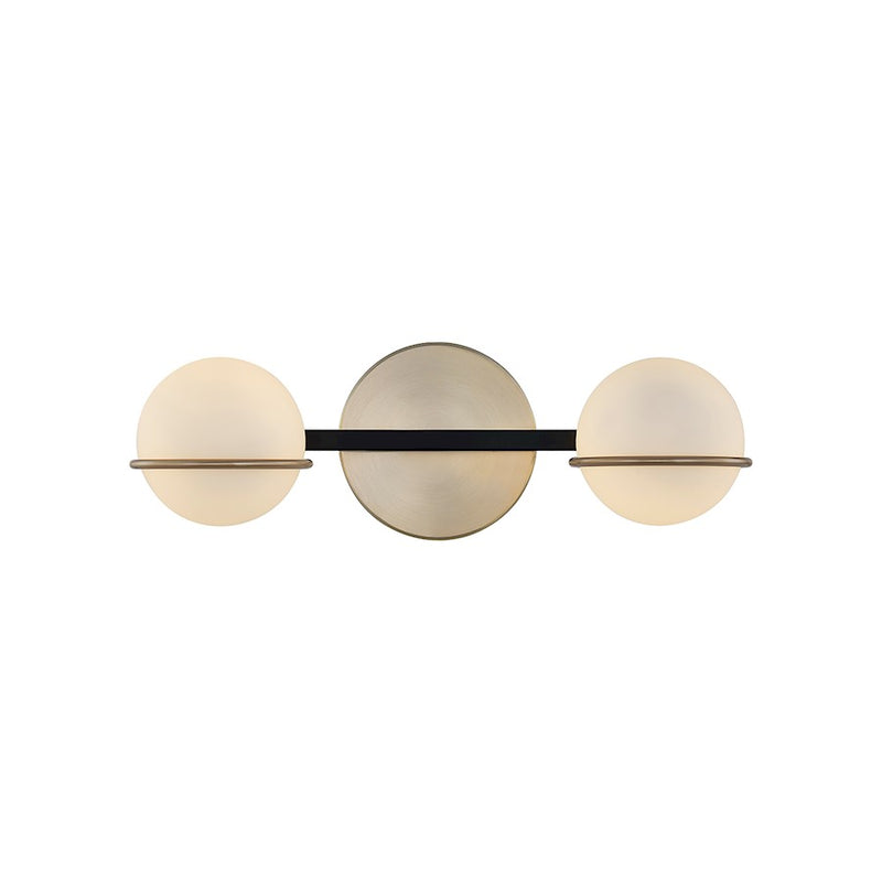 Justice Evolv Fusion Centric 2Lt Bath Bar, Black/Opal Glass - FSN-4162-OPAL-MBBR