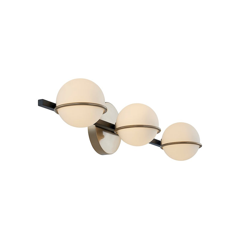 Justice Evolv Fusion Centric 3Lt Bath Bar, Black/Opal Glass