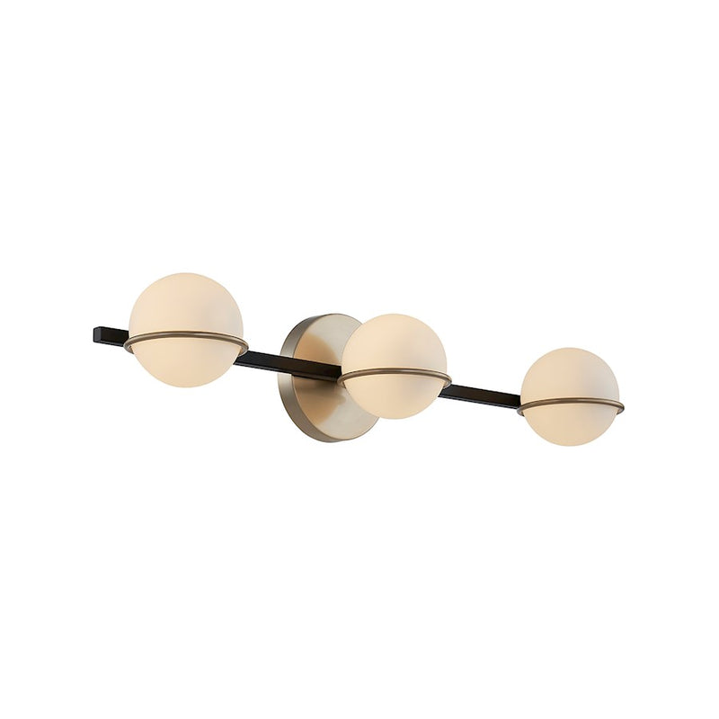 Justice Evolv Fusion Centric 3Lt Bath Bar, Black/Opal Glass