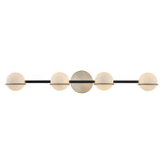 Justice Evolv Fusion Centric 4Lt Bath Bar, Black/Opal Glass - FSN-4164-OPAL-MBBR