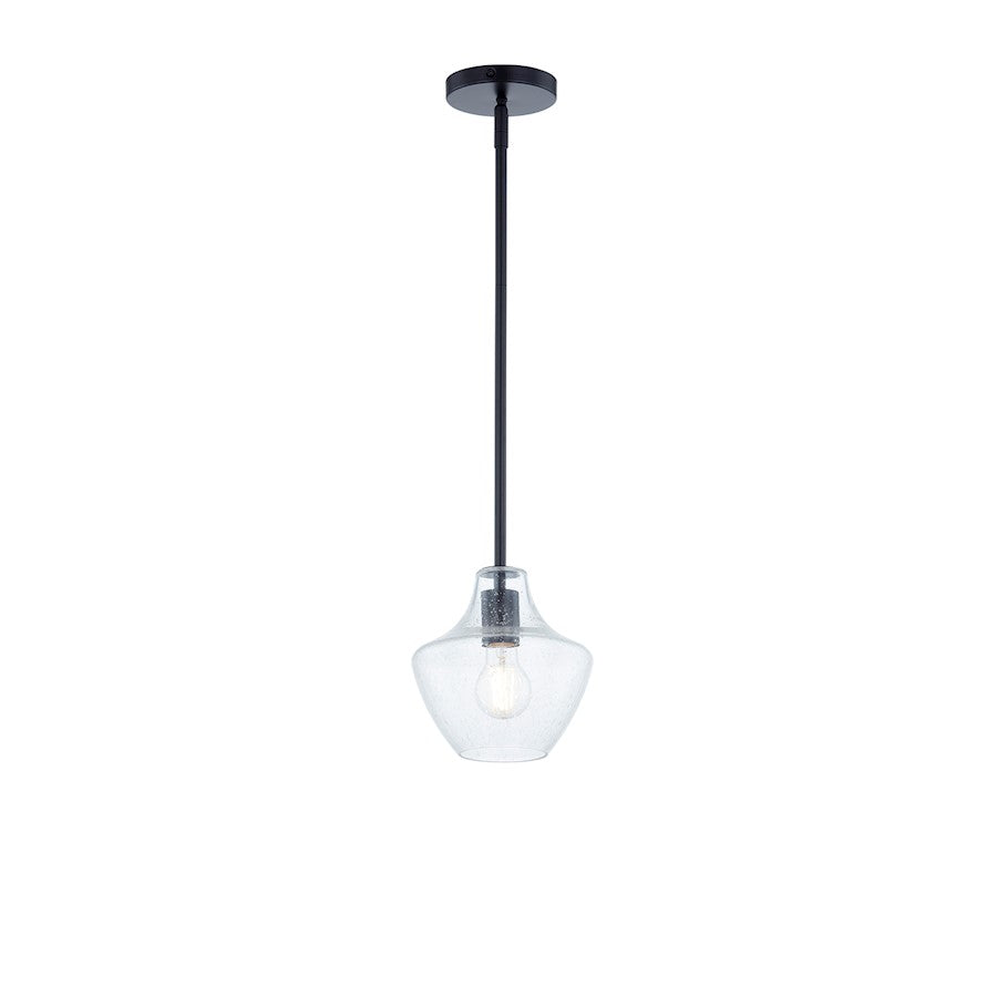 Justice Fusion Harlow 1Lt 8" Pendant, Black/Seeded Glass - FSN-4177-SEED-MBLK