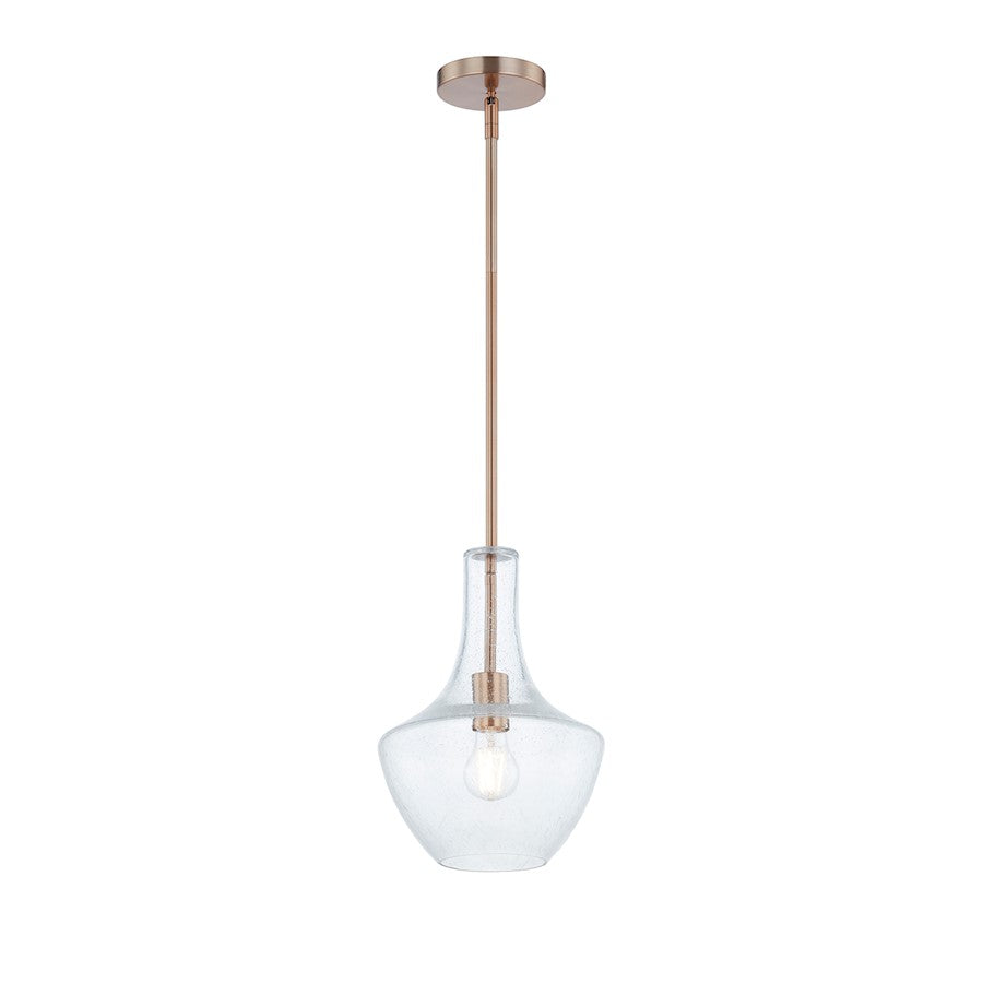 Justice Fusion Harlow 1Lt 10" Pendant, Brass/Seeded Glass - FSN-4178-SEED-BRSS