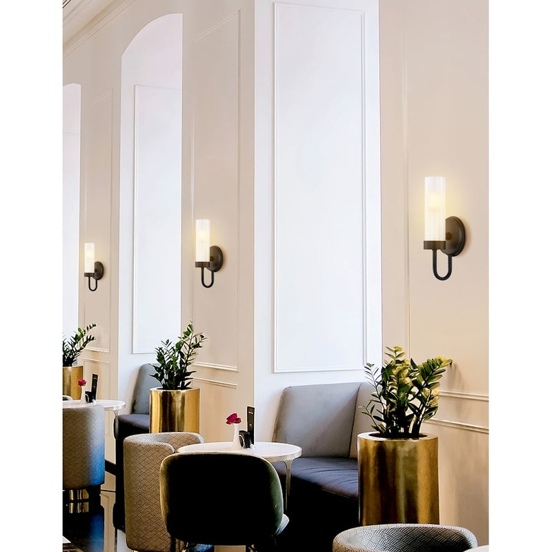 Justice Fusion Anchor 1Lt Cylinder Sconce, Black/Clear Frosted