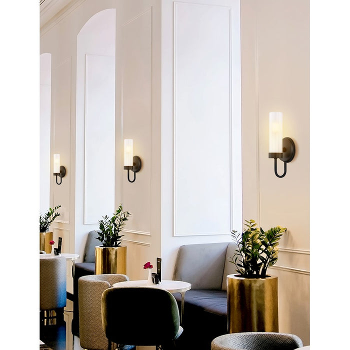 Justice Fusion Anchor 1Lt Cylinder Sconce, Black/Clear Frosted