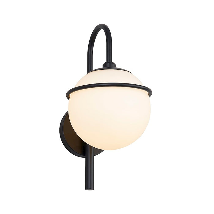 Justice Design Saturn Outdoor Wall Sconce, Opal/Black - FSN-7112W-OPAL-MBLK