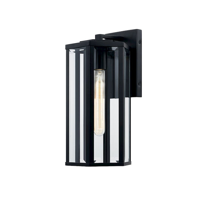 Justice Fusion Edgeworth Rec 14" Outdoor Sconce, Black/Clear