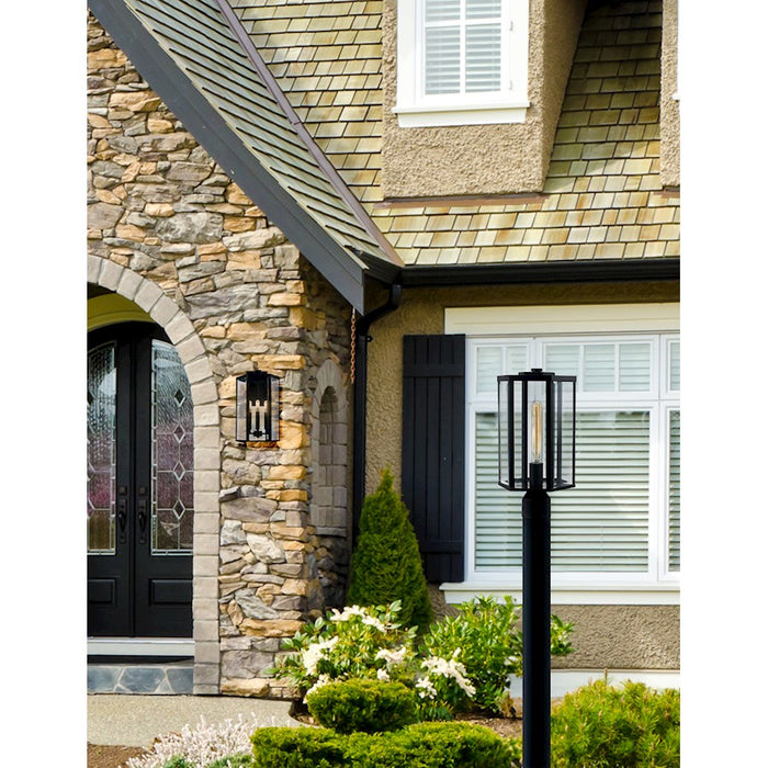 Justice Fusion Edgeworth 3Lt Rec Outdoor Sconce, Black/Clear