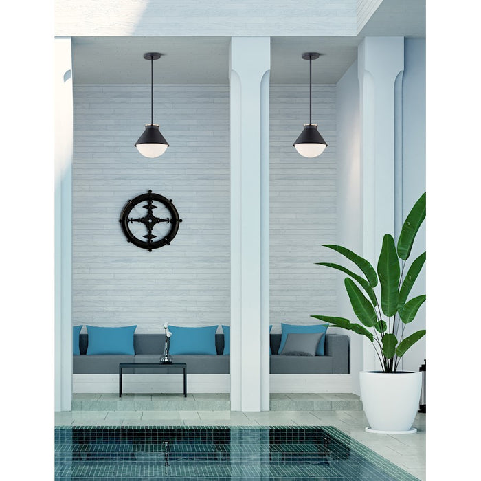 Justice Fusion Ravelle Cone 10" Out Pendant, Black/Brass Ring/Opal