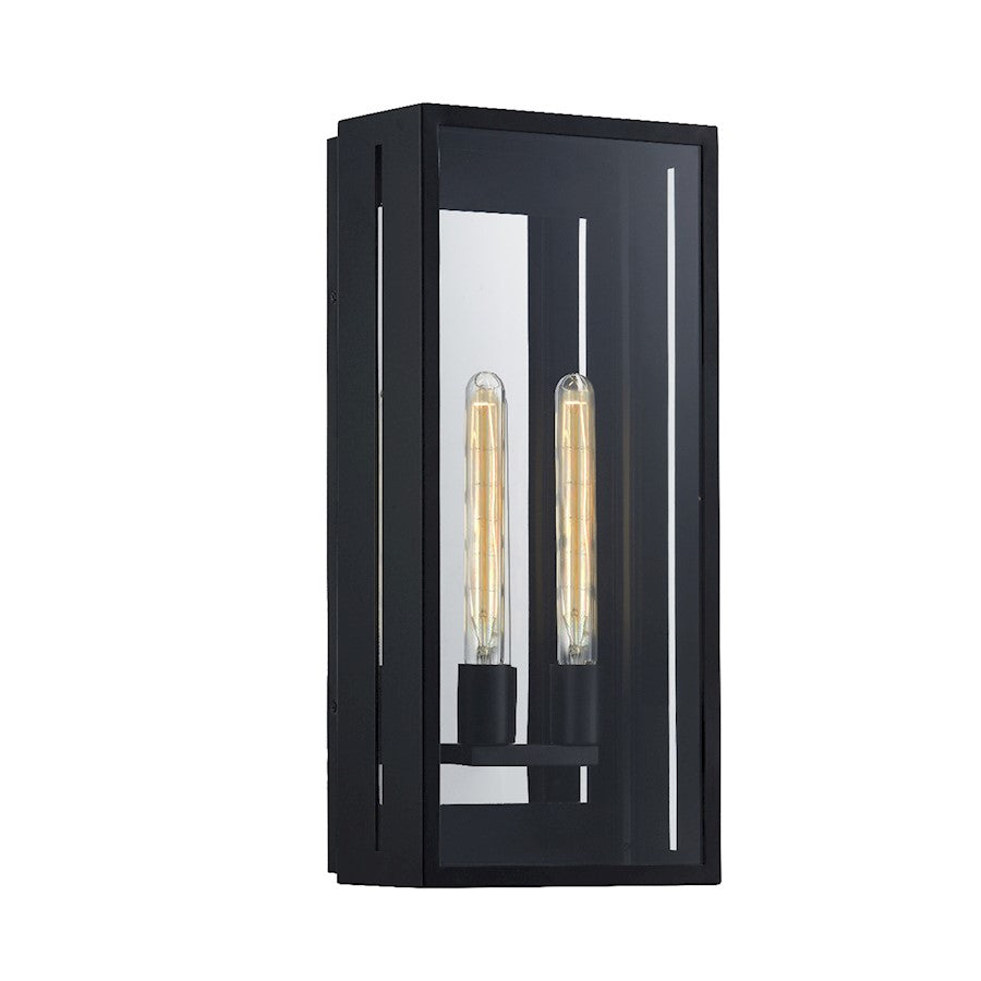 Justice Fusion Briarwood 2Lt Rec Outdoor Sconce, BK/Clear - FSN-7692W-CLER-MBLK