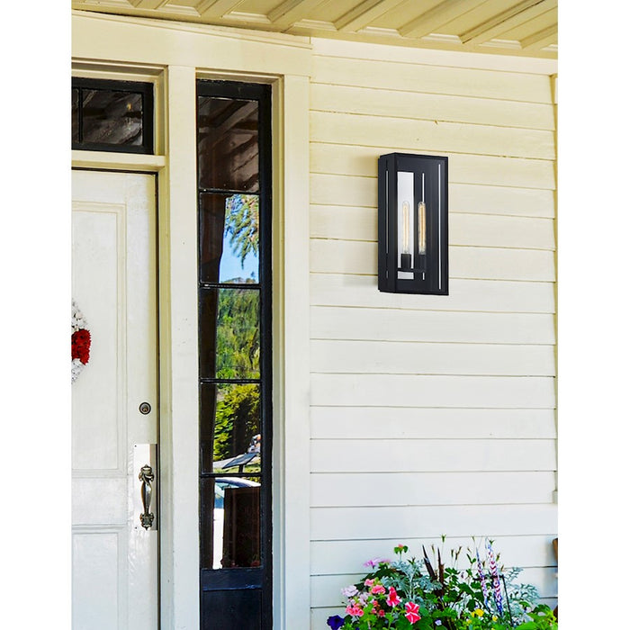 Justice Fusion Briarwood 2Lt Rec Outdoor Sconce, Black/Clear