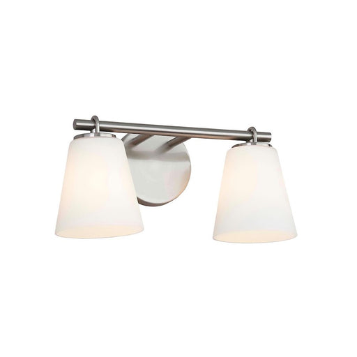 Justice Design Alpino 2 Light Bath Bar, Opal/Brushed Nickel - FSN-8032-OPAL-NCKL