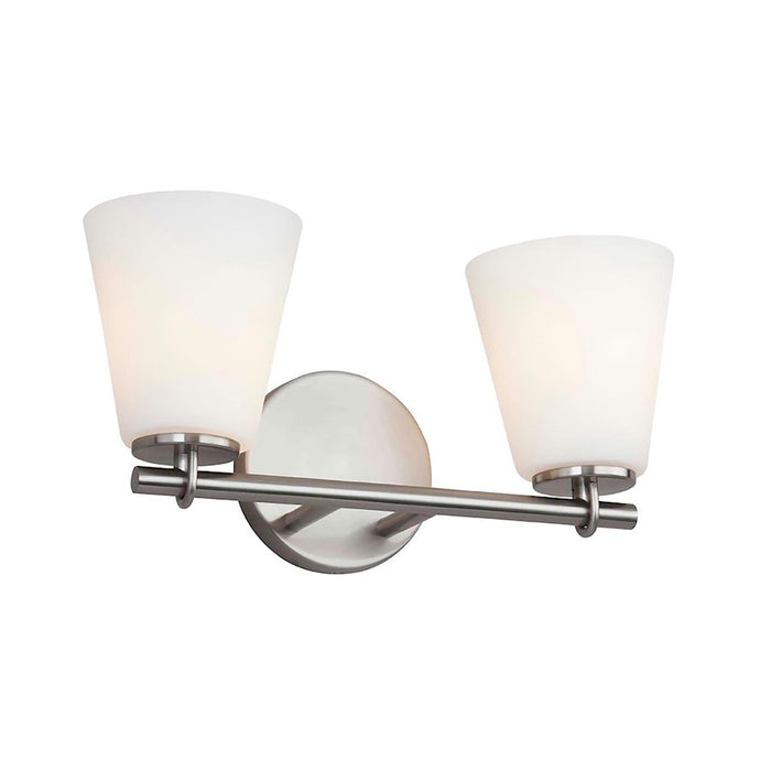 Justice Design Alpino 2 Light Bath Bar, Opal/Brushed Nickel