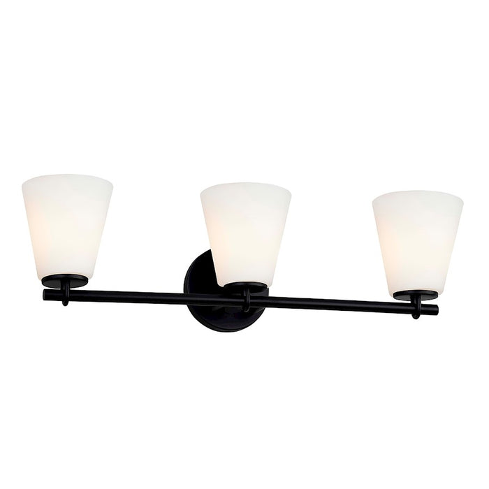 Justice Design Alpino 3 Light Bath Bar, Opal/Matte Black