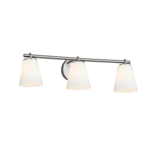 Justice Design Alpino 3 Light Bath Bar, Opal/Brushed Nickel - FSN-8033-OPAL-NCKL