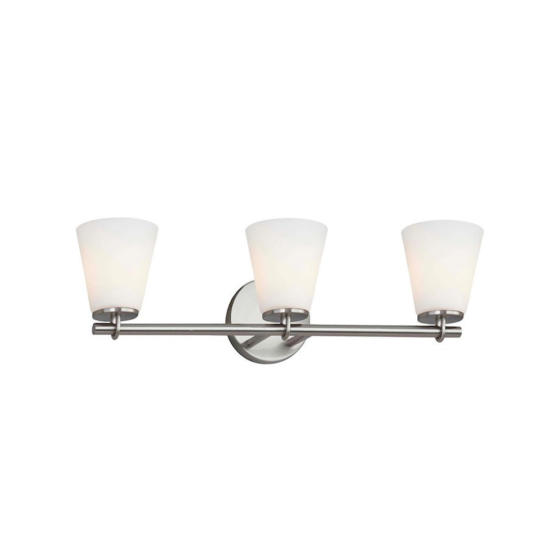 Justice Design Alpino 3 Light Bath Bar, Opal/Brushed Nickel