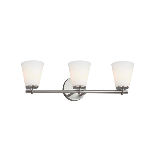 Justice Design Alpino 3 Light Bath Bar, Opal/Brushed Nickel