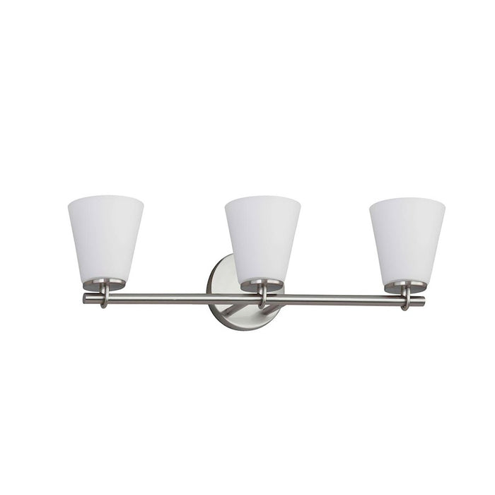 Justice Design Alpino 3 Light Bath Bar, Opal/Brushed Nickel