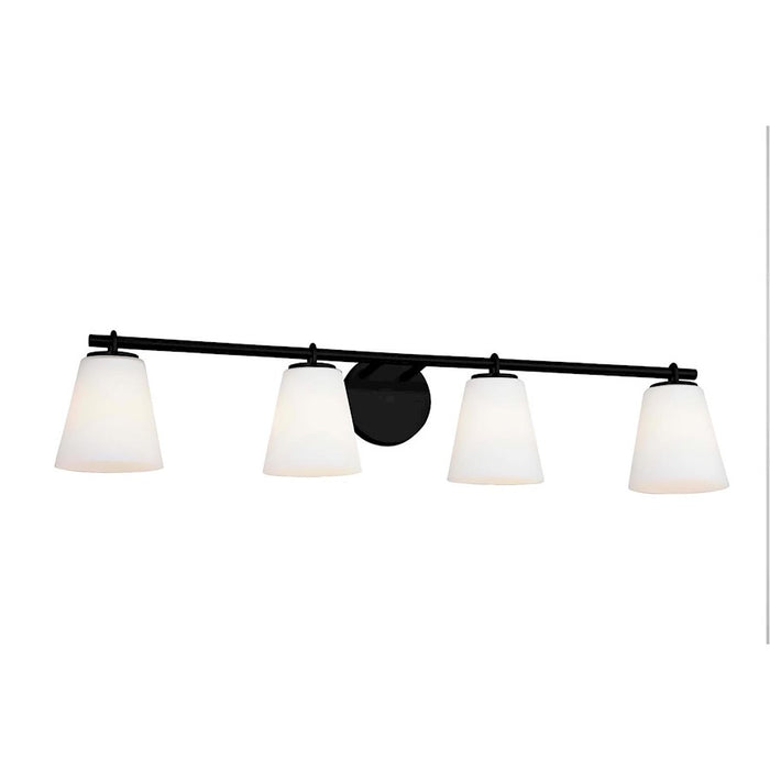 Justice Design Alpino 4 Light Bath Bar, Opal/Matte Black - FSN-8034-OPAL-MBLK