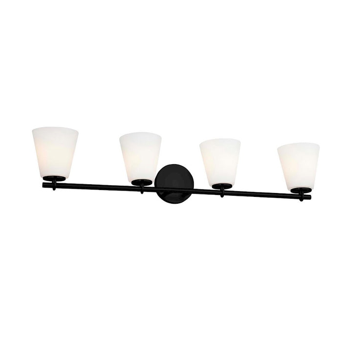 Justice Design Alpino 4 Light Bath Bar, Opal/Matte Black