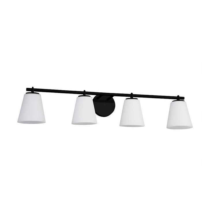 Justice Design Alpino 4 Light Bath Bar, Opal/Matte Black