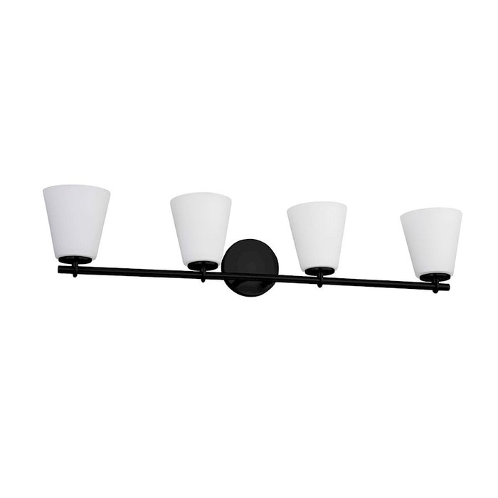 Justice Design Alpino 4 Light Bath Bar, Opal/Matte Black