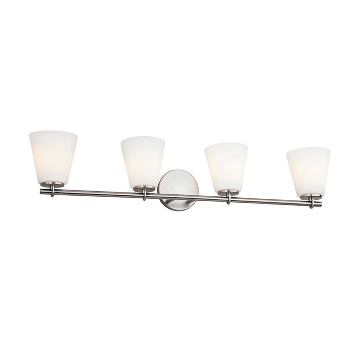 Justice Design Alpino 4 Light Bath Bar, Opal/Brushed Nickel