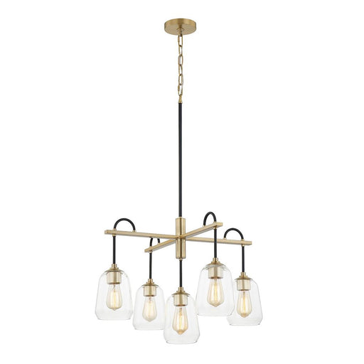 Justice Design Arcwell 5Lt Chandelier, Clear/Black/Brass - FSN-8105-CLER-MBBR