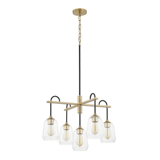 Justice Design Arcwell 5Lt Chandelier, Clear/Black/Brass