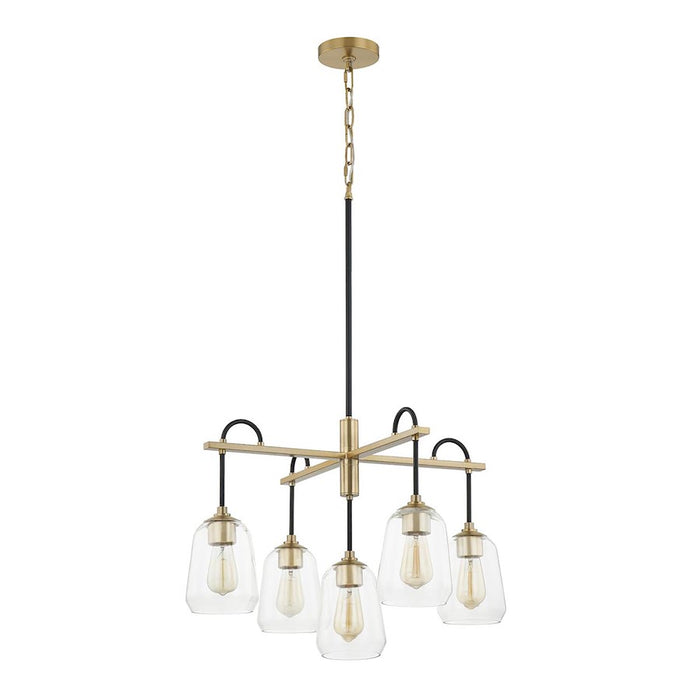 Justice Design Arcwell 5Lt Chandelier, Clear/Black/Brass